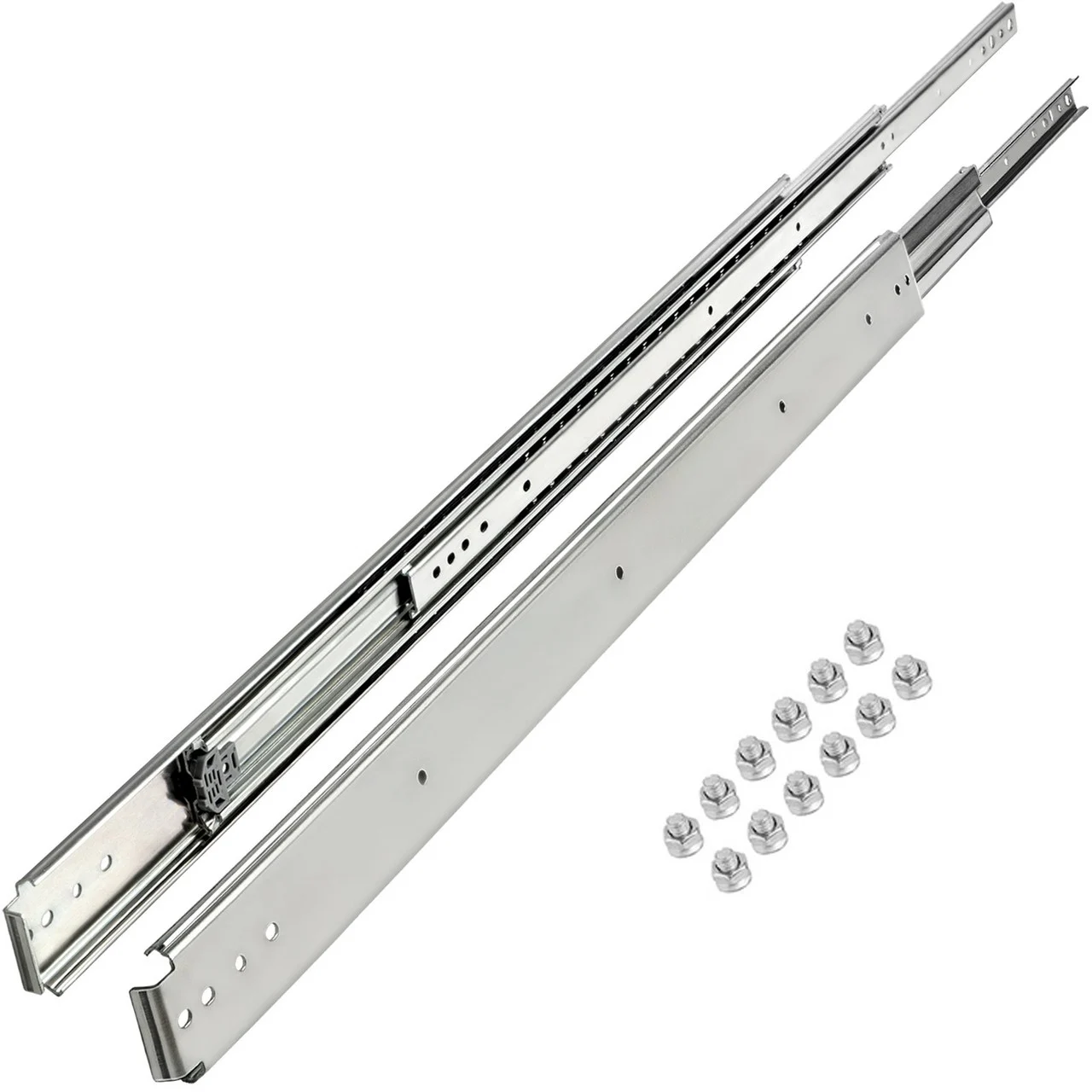 Drawer Slides, 1 Pair 32 Inch Heavy Duty Drawer Slides, Ball Bearing Side Mount Drawer Hardware Slides, 500 LBS Load Capacity 3-Section Full Extension Drawer Slides for Smooth Slide, Less Noise