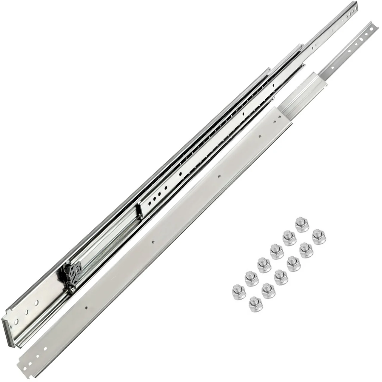 Drawer Slides, 1 Pair 48 Inch Heavy Duty Drawer Slides, Ball Bearing Side Mount Drawer Hardware Slides, 500 LBS Load Capacity 3-Section Full Extension Drawer Slides for Smooth Slide, Less Noise