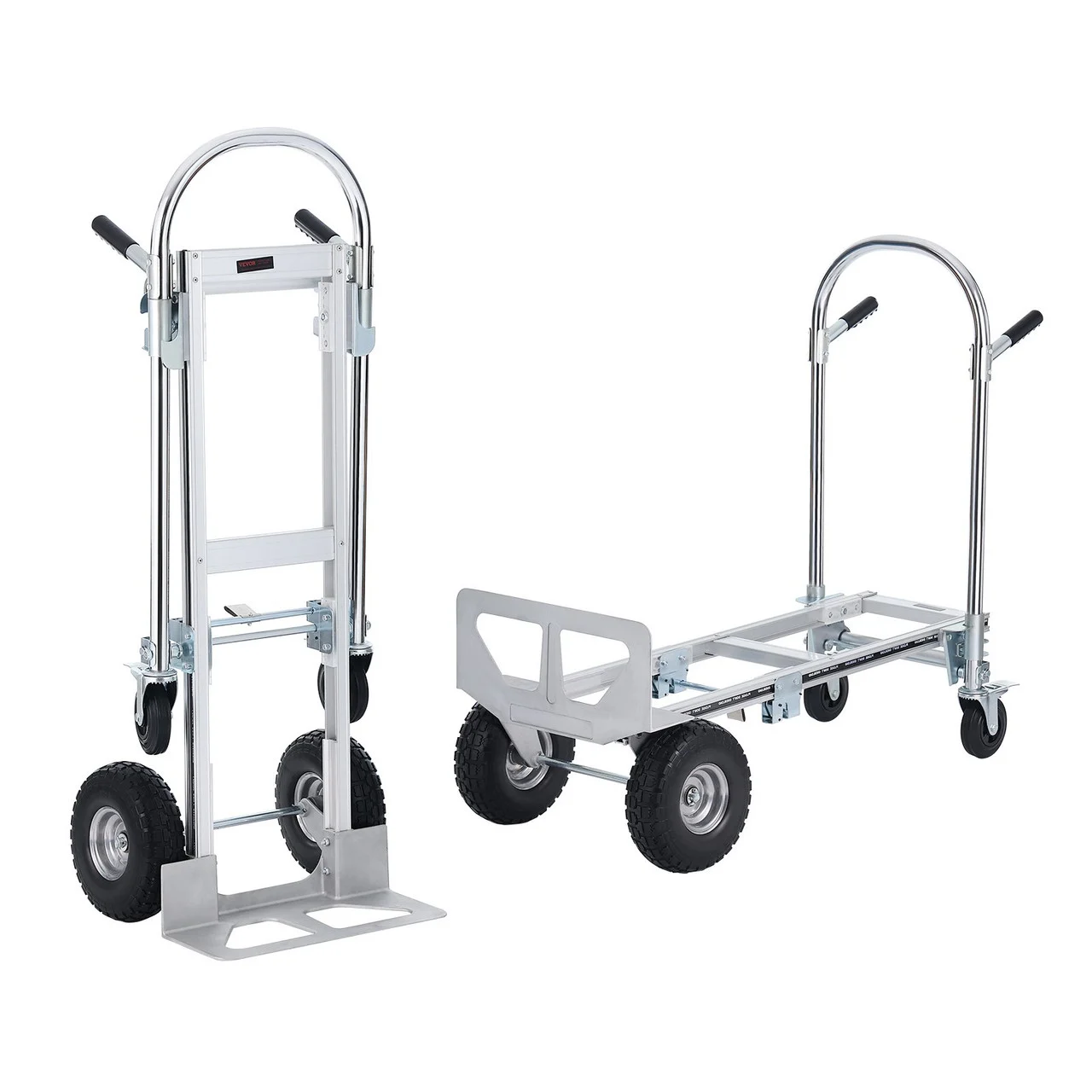 Aluminum Folding Hand Truck, 2 in 1 Design 1000 lbs Capacity, Heavy Duty Industrial Collapsible cart, Dolly Cart with Rubber Wheels for Transport and Moving in Warehouse, Supermarket, Garden