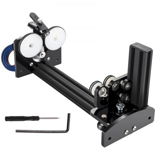Rotary Axis Attachment, 4 Wheels Laser Rotary Attachment, 57 Stepper Motor Laser Cutter Rotary, 50 mm-350 mm Carve Length for Engraving Cutting Machine Spherical Carving Cylinder Carving