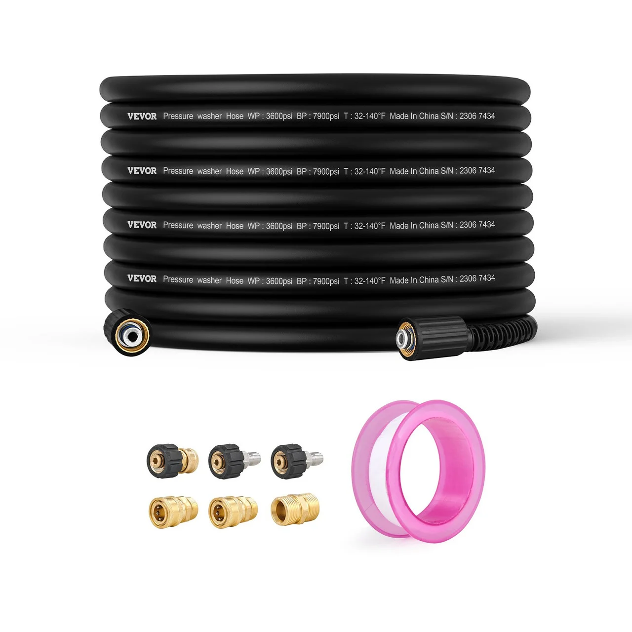 Pressure Washer Hose, 100FT, 1/4" Kink Free M22-14mm Brass Thread Replacement For Most Brand Pressure Washers, 3/4'' Bending Radius, 4200 PSI Heavy Duty Power Washer Extension Replacement Hose
