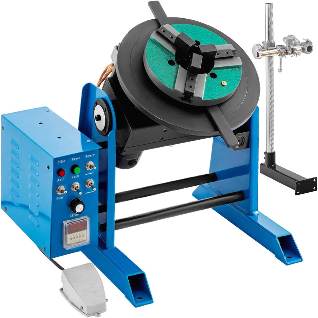 Rotary Welding Positioner 30KG Welder Turntable Table 0-90§ Positioning Turntable 1-15 RPM Welder Positioning Machine w/ 310mm 3-Jaw Lathe Chuck 110V for Cutting, Grinding, Assembly and Testing