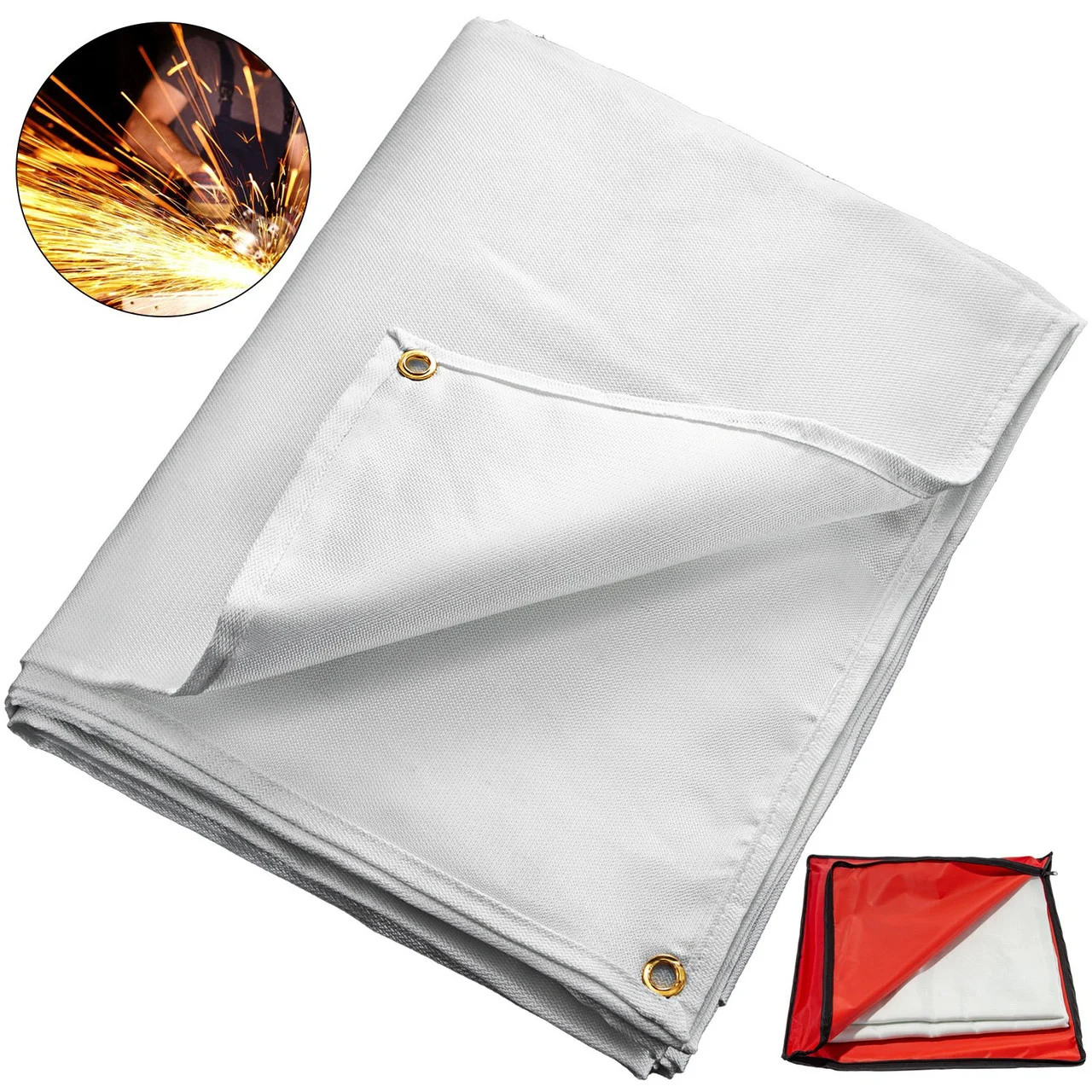 10 x 10 Ft Welding Blankets Black Fiberglass Blanket Portable Fiberglass Fire Retardant Blanket Welding Mat Welding Fireproof Thermal Resistant Insulation With Carry Bag