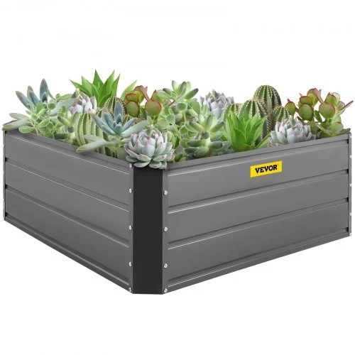 Galvanized Raised Garden Bed, 39.6" x 39.6"x 15.6" Metal Planter Box, Gray Steel Plant Raised Garden Bed Kit, Planter Boxes Outdoor for Growing Vegetables,Flowers,Fruits,Herbs,and Succulents