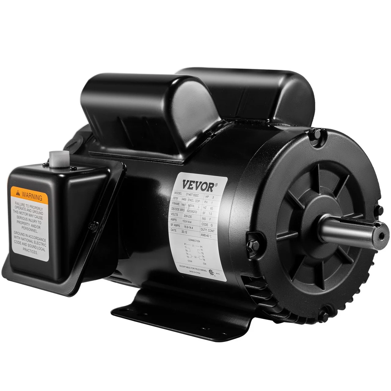 5 Hp Air Compressor Duty Electric Motor 145t Frame 3450 Rpm Single Phase ?