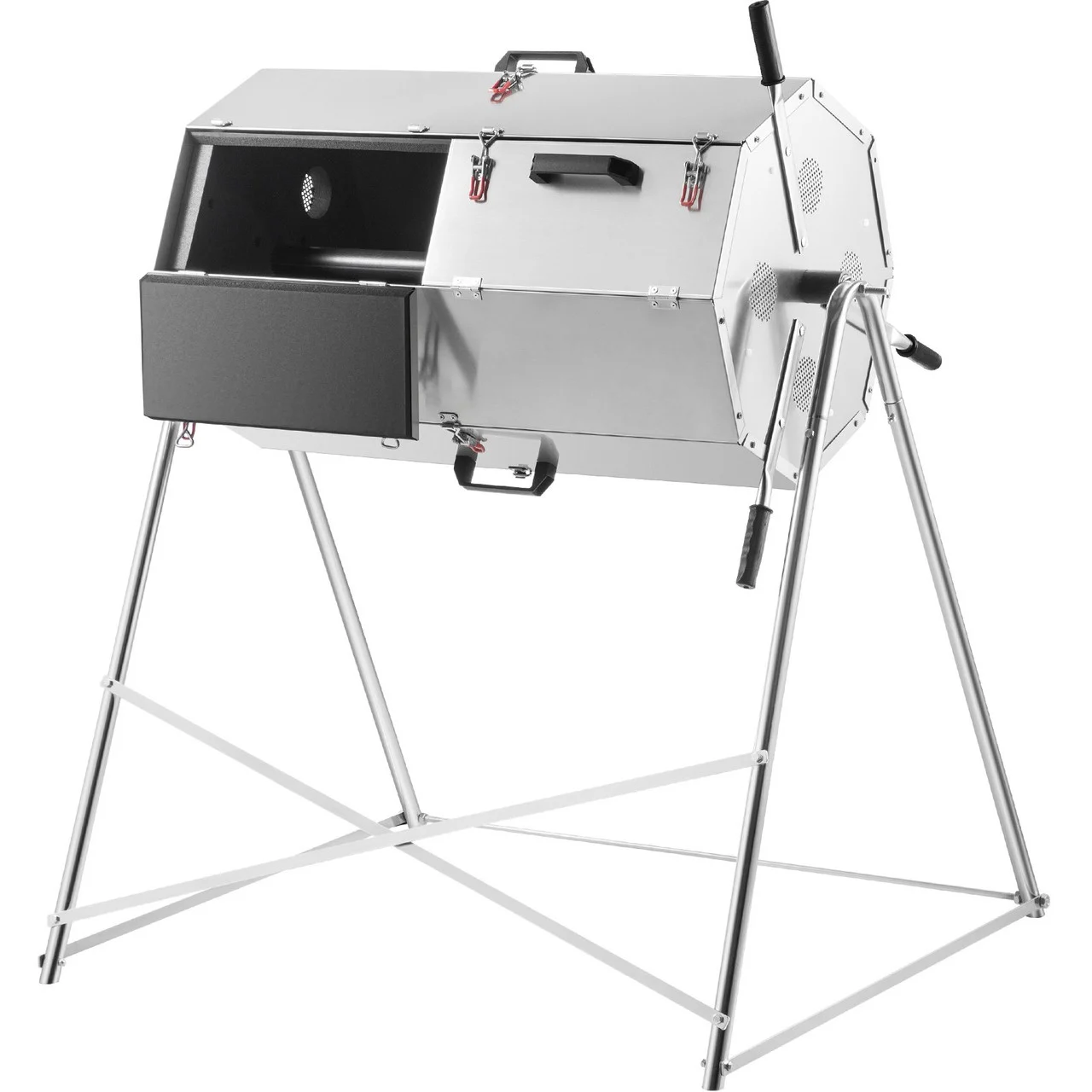 Compost Tumbler, 71 US Gallons, Rustproof Stainless Steel Dual-Chamber Garden Composter, Heavy-Duty, All-Season Outdoor Compost Bin, Fast-Working System for Composting Kitchen ? Yard Waste (Discontinued)