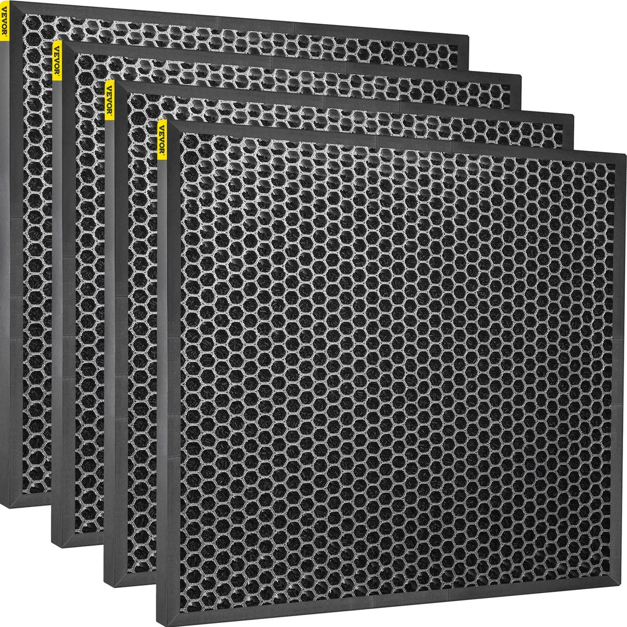 HEPA Replacement Filter, 4pcs Active Carbon Air Filter, 16''x16'' Filter, High-Efficient Air Filter Replacement Set with Metal Mesh Cover