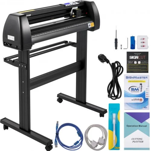 Vinyl Cutter Machine, 28in / 720mm, LED Plotter Printer, Precise Manual Positioning, Softwares Support MAC and Windows Systems, Adjustable Force and Speed, Floor Stand for Making Sign Label