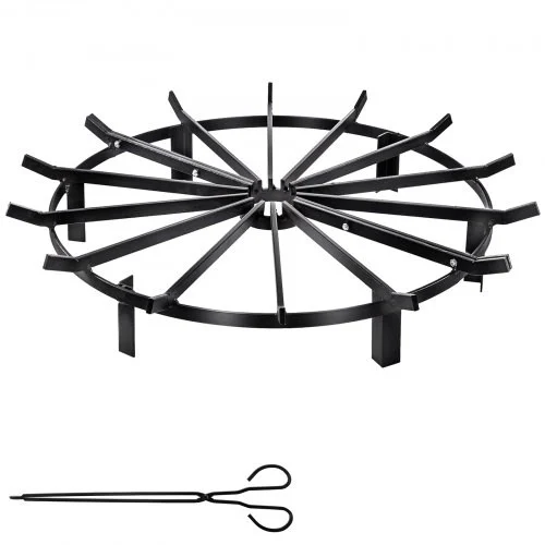 32in Fire Grate Log Grate ,Wagon Wheel Firewood Grates 16 Iron Bars, Fireplace Grates Burning Rack Holder 6 Legs for Indoor Chimney, Hearth Wood Stove and Outdoor Camping Fire Pit