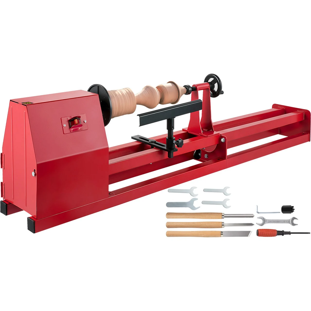 Wood Lathe 14" x 40", Power Wood Turning Lathe 1/2HP 4 Speed 1100/1600/2300/3400RPM, Benchtop Wood Lathe with 3 Chisels Perfect for High Speed Sanding and Polishing of Finished Work