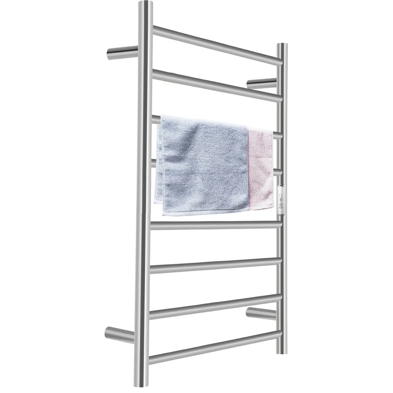 Heated Towel Rack, 8-Bar Towel Warmer Rack, Wall Mounted Electric Towel Warmer, Electric Towel Drying Rack with Timer, Polished Stainless Steel Heated Towel Warmer for Bath, Plug-in/Hardwired