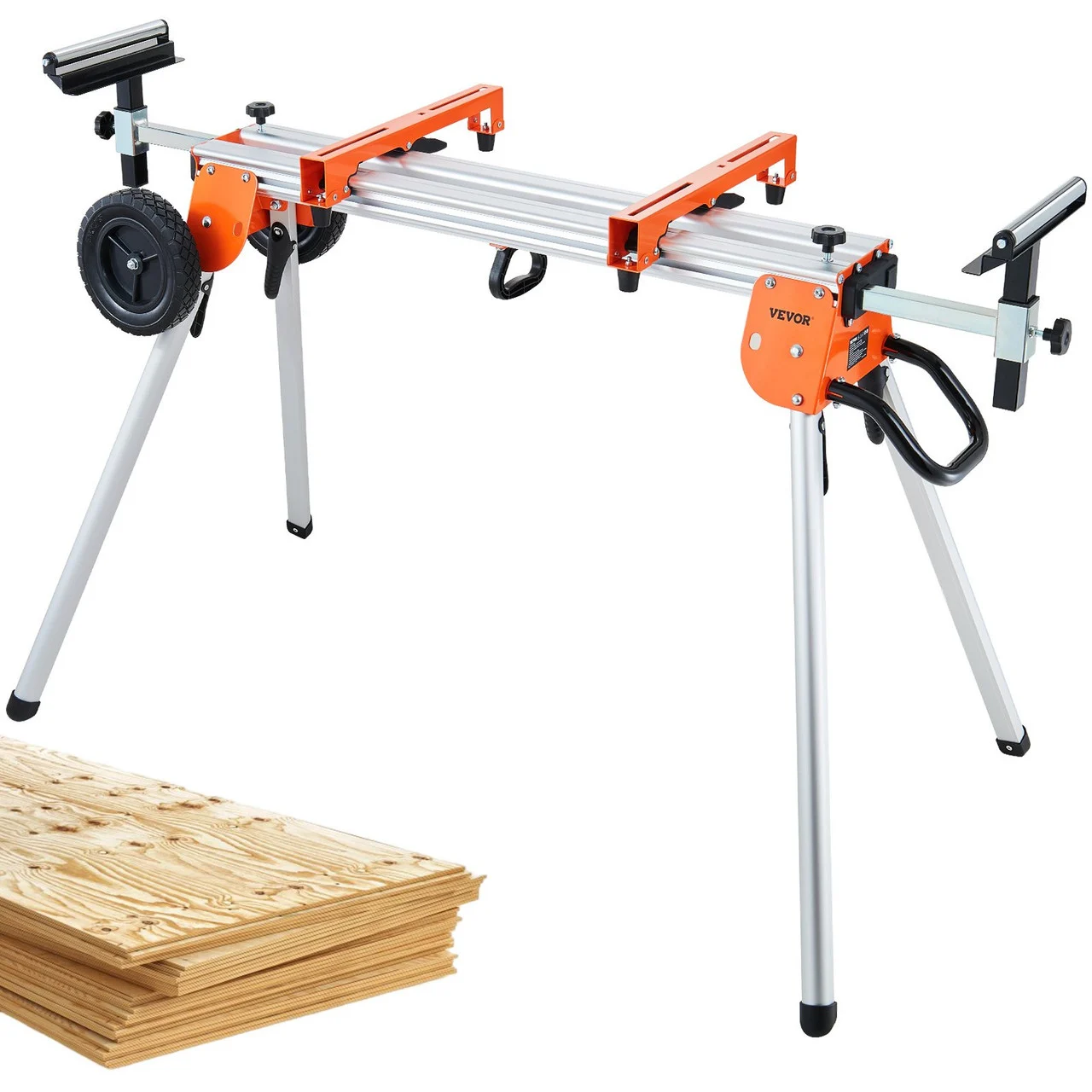 100in Miter Saw Stand with One-piece Mounting Brackets Sliding Rail 500lbs