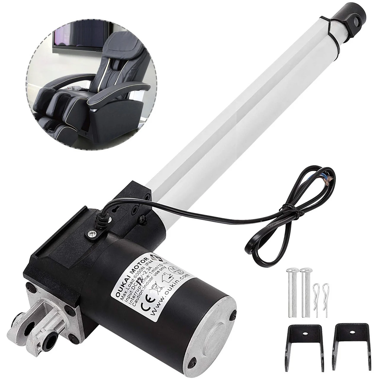 10 Inch Stroke Electric Actuators DC 12V with Mounting Bracket Heavy Duty 6000N/1320LB Actuators for Recliner TV Table Lift Massage Bed Electric Sofa