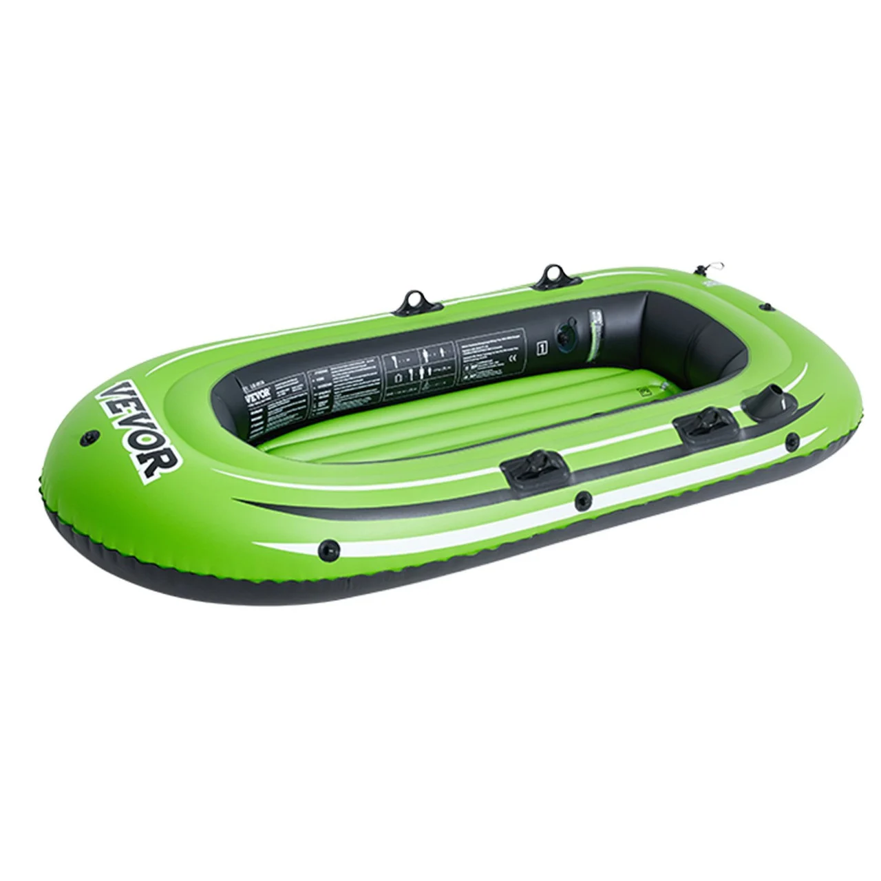 Inflatable Boat, 3-Person Inflatable Fishing Boat, Strong PVC Portable Boat Raft Kayak, 45.6" Aluminum Oars, High-Output Pump, Fishing Rod Holders, and 2 Seats, 750 lb Capacity for Adults, Kids