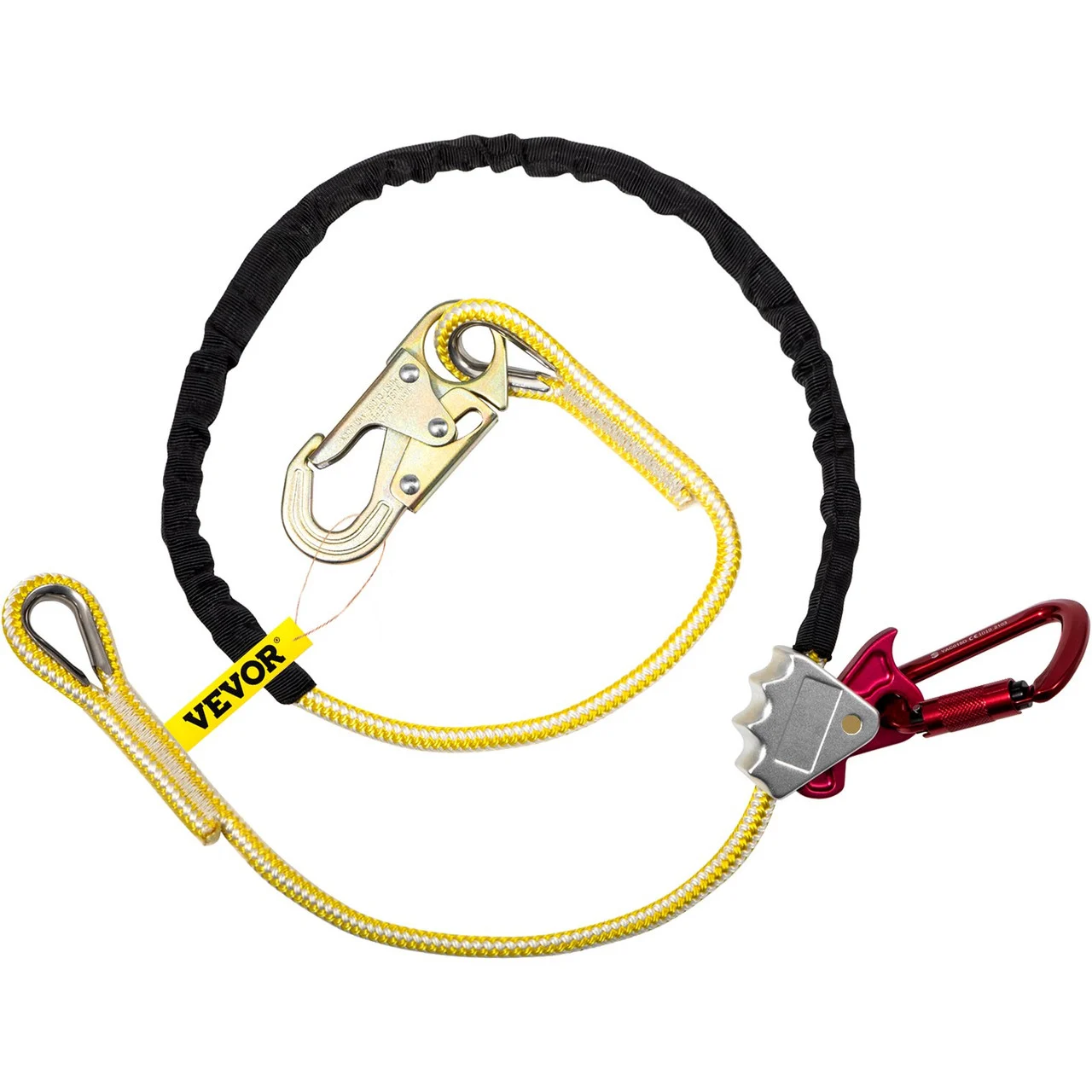 Positioning Lanyard, 1/2 inch x 12 ft Positioning Rope, Polyester Arborist Lanyard for Tree Climber, Adjustable Work Position Lanyard for Fall protection with Rope Grab, Snap Hook, D-ring