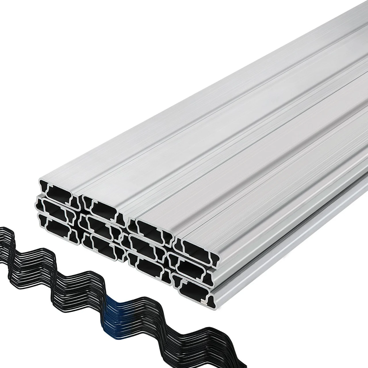 Spring Wire and Lock Channel, 6.56ft Spring Lock & U-Channel Bundle for Greenhouse, 50 Packs PE Coated Spring Wire & Aluminum Alloy Channel, Plastic Poly Film or Shade Cloth Attachment w/Screws