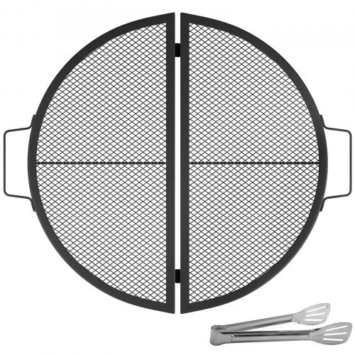Fire Pit Cooking Grate 22 Inch, Foldable Round Cooking Grill Grates,Heavy Duty X-Marks BBQ Grill with Portable Handle & Support Wire for Outdoor Campfire Party & Gathering
