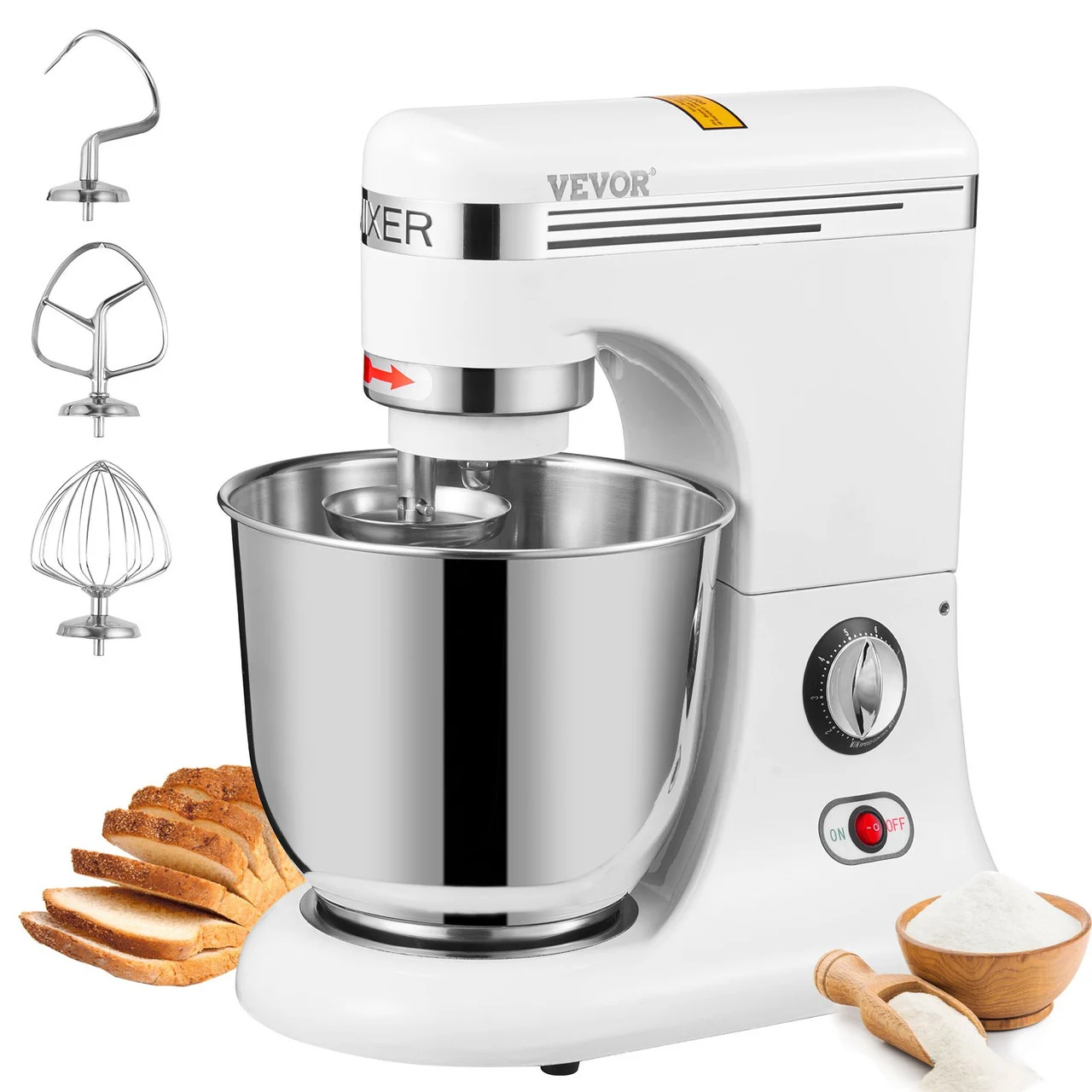600W Stand Mixer 11-Speed Tilt-Head Dough Mixer 7.4 Qt Bowl 3 Attachments
