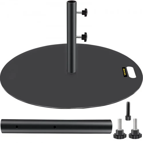 Umbrella Base, 27" Round Umbrella Base, 39lbs Umbrella's Holder Stand, Cast Iron Umbrella Base for 1.5-1.875" Umbrella Pole Market Umbrella Base with 14" Height Pipe for Yard/Garden/Deck