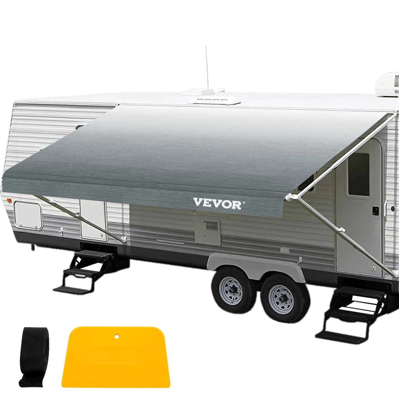 RV Awning, Awning Replacement Fabric 13 ft 2 in, Gray Fade RV Awning Replacement, 15oz Vinyl Material Replacement Awning, Sun Shade and Waterproof Camper Awning Replacement Fabric