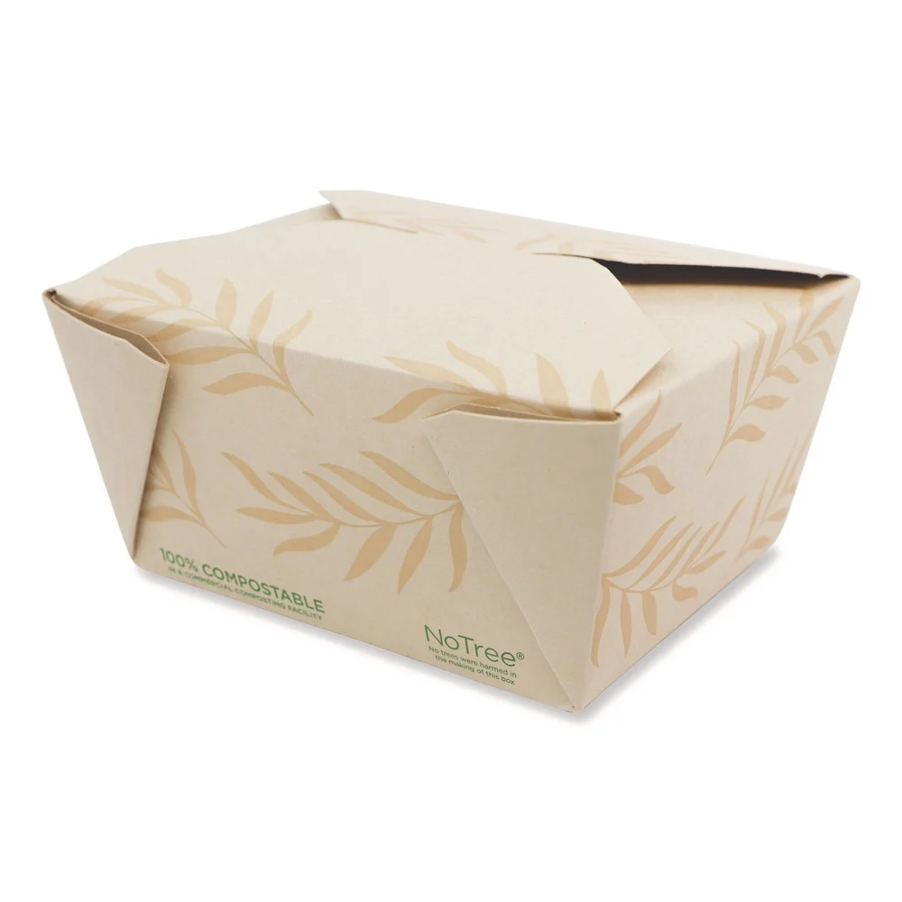 World Centric 4.2 in. x 5.2 in. x 2.5 in. 26 oz. Sugarcane No Tree Folded Takeout Containers - Natural (450/Carton)