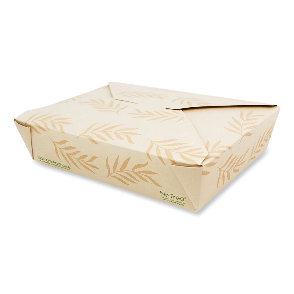 World Centric 6.2 in. x 8.5 in. x 1.85 in. 50 oz. Sugarcane No Tree Folded Takeout Containers - Natural (200/Carton)