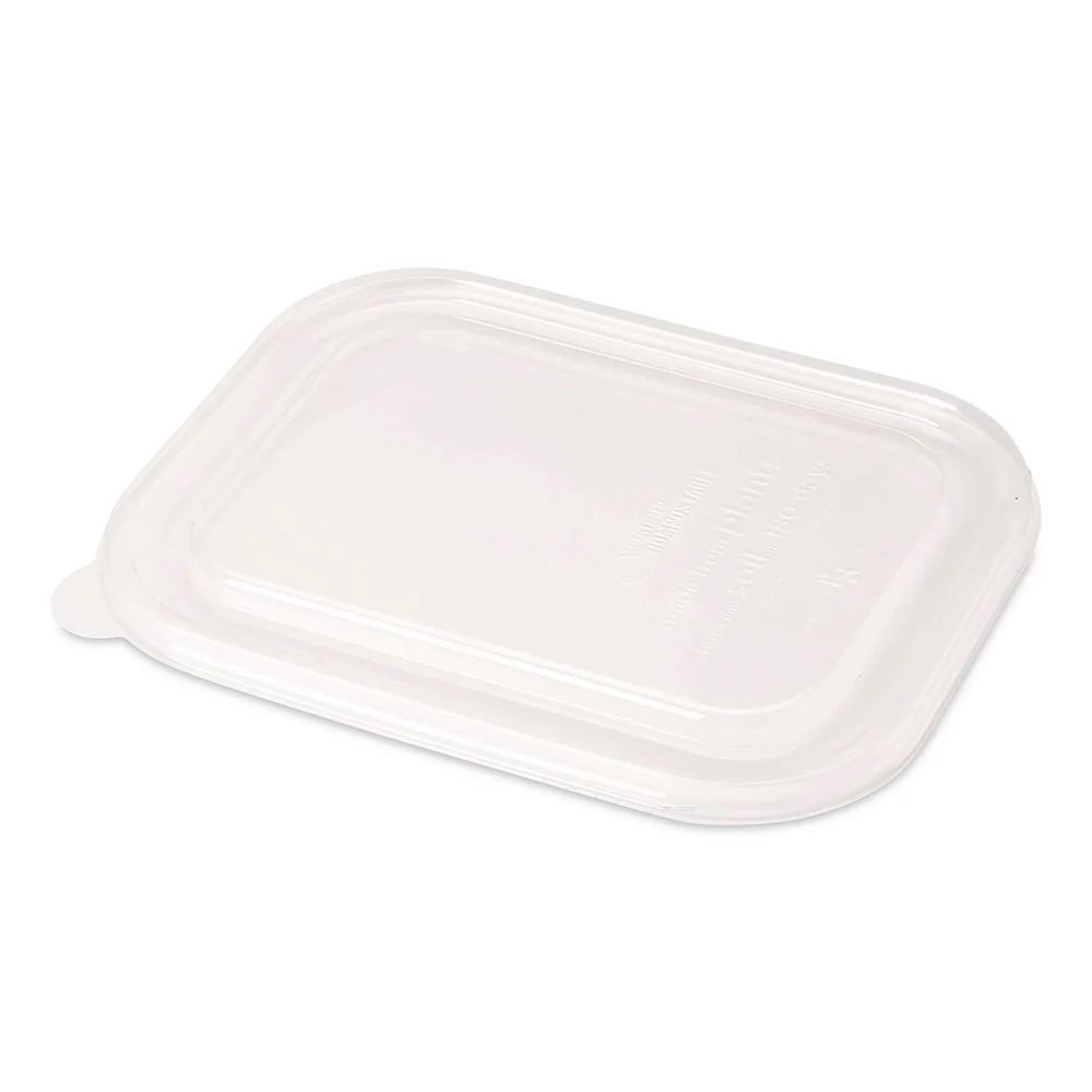 World Centric 6.3 in. x 8.2 in. x 0.5 in. Plastic Lids for Fiber Containers - Clear (400/Carton)