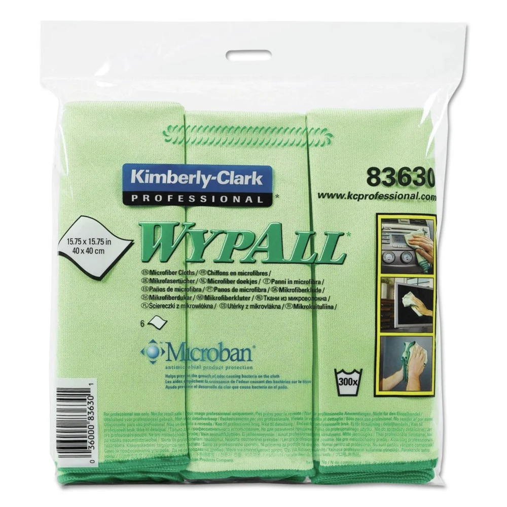 WypAll 15.75 in. x 15.75 in. Reusable Microfiber Cloths - Green (6/Pack)