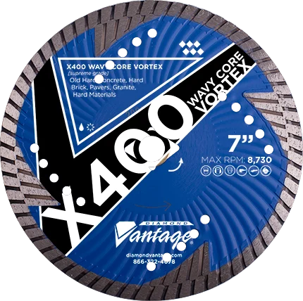 Diamond Vantage 4-1/2 x .080 x 7/8-5/8 inch Hard Material, Supreme Grade, Wavy Core Vortex Blade