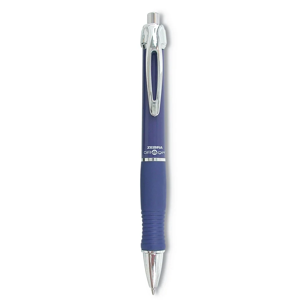 Zebra 0.7 mm Retractable Medium Sarasa Dry X10 Gel Pen - Blue Ink, Blue/Silver Barrel (1-Dozen)