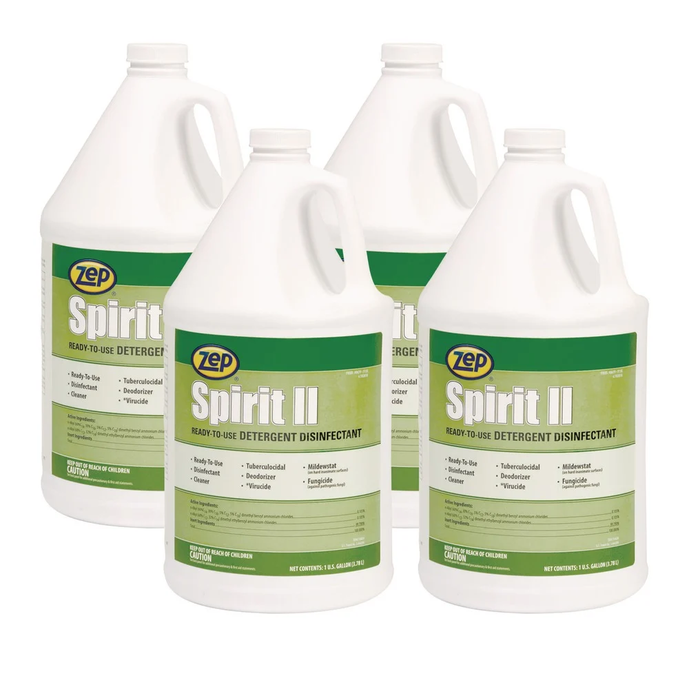 Zep Professional 67923 Spirit II 1-Gallon Bottle Ready-to-Use Disinfectant - Citrus Scent (4/Carton)